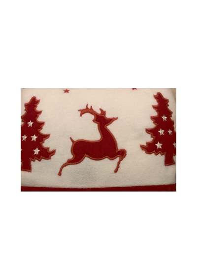 Işık Kasabası 65 Geyikli Noel Yastığı Yılbaşı Yastığı Kırmızı 15 X 25