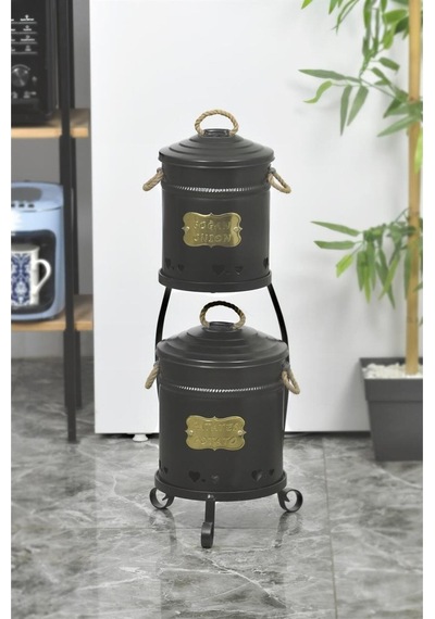 Jasper JPR-1041 Yıldıray Metal Siyah Lüks Metal Standlı Sebzelik