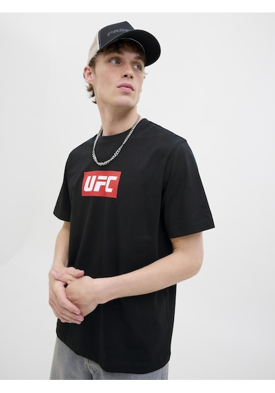 Jack & Jones Erkek Ufc Lisansli Gögüs Baskili Tisört - Ufc - 12290261 Siyah