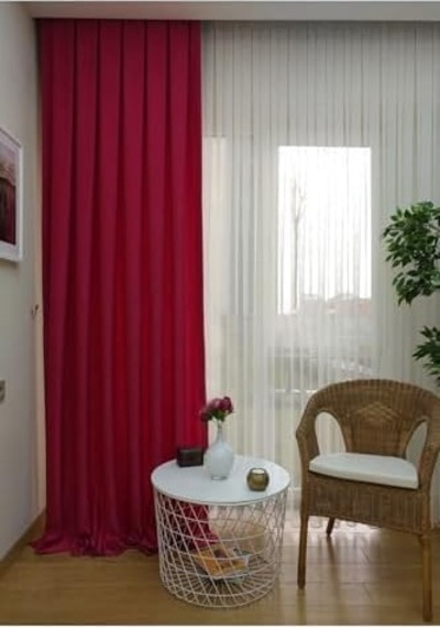 Ev Depo Home Taç Fuşya Düz Renk Soft Fon Perde Pilesiz Düz Dikim Ekstrafor Büzgü Tek Kanat Tacekssoftfonperde001, Fuşya, 60 X 260 50 x 22