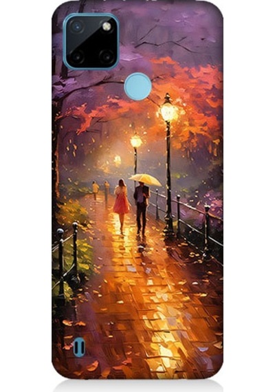 Realme C21y Uyumlu Yağmurlu Park Desenli Silikon Kılıf
