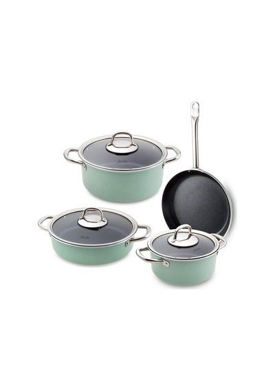 Jumbo Mint Green 7 Parça Granit Tencere Seti Yeşil