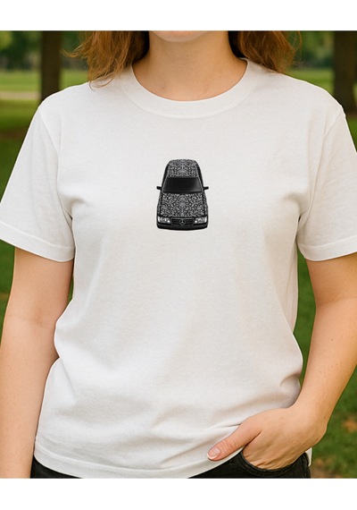 Etnik W124 Baskılı T-shirt Beyaz