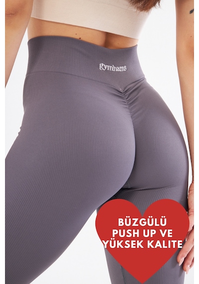 Gymhams Kalçası Büzgülü Fitilli Ekstra Push Up Yüksek Bel Esnek Tayt