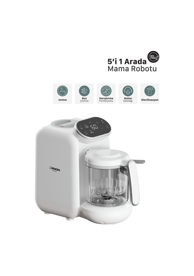 Xenon Smart 5'i 1 Arada Bebek Mama Robotu Buharlı Pişirici, Blender Ve Mama Hazırlama Makinesi X1010 Beyaz