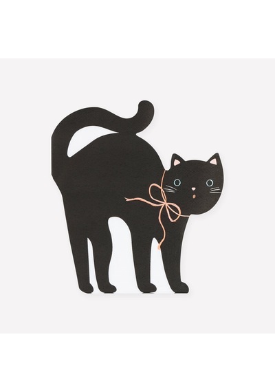 Meri Meri - Halloween - Cadılar Bayramı Kedi Şeklinde Peçete - 16 Adet 0 - 99