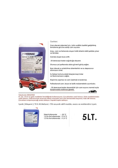 Powermax Antifirizli Oto Cam Suyu -35 Derece