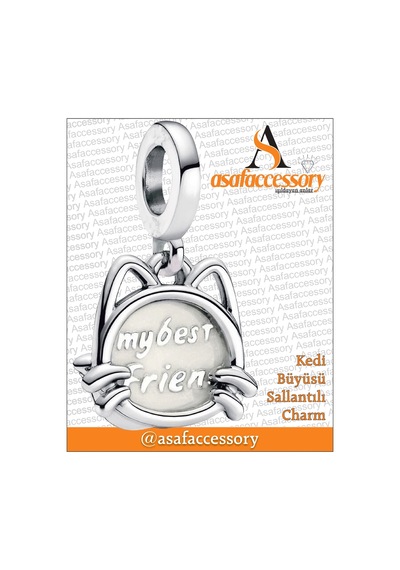 Kedi Büyüsü Sallantılı Charm / Asafaccessory Gümüş