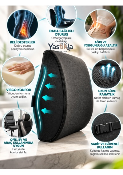 Ergonomik Ortopedik Visco Bel Destek Minderi Ofis Ev Ve Araç Koltuğu İçin Bel Yastığı