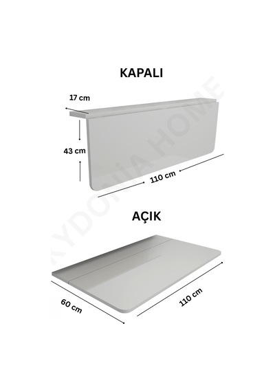 60x110 Cm Duvara Monte Sabit Raflı Kırma Katlanr Masa Çam Renk