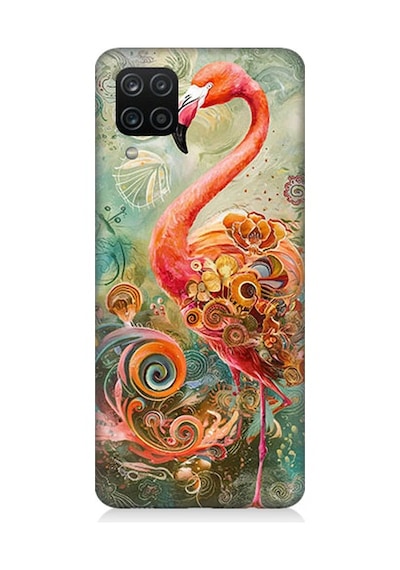 Samsung Galaxy A12 Uyumlu Renkli Flamingo Desenli Silikon Kılıf