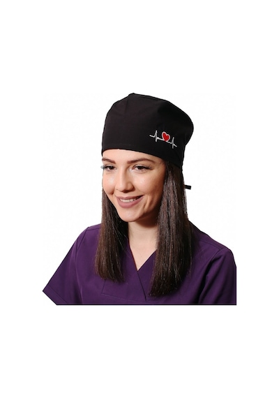 Siyah Kalp Ritim İşlemeli Cerrahi Bone - Doktor Bone-Standart-116 Siyah
