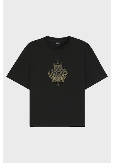 Boss Baskılı Pamuklu Regular Fit Bisiklet Yaka T Shirt Erkek T Shirt 50565015 001 Siyah