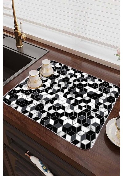 Siyah Petek Microfiber Bulaşık Kurutma Kurulama Matı Mm010