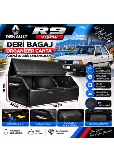 Renault R9 Uyumlu Oto Bagaj Organizeri Deri Bagaj Kutu Çanta 1