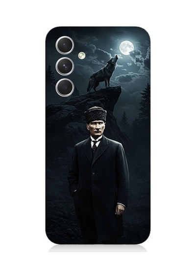 Samsung Galaxy S24 Uyumlu Kurt Ve Mustafa Kemal Atatürk Desenli Silikon Kılıf Çok Renkli
