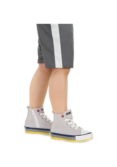 Kiko Kids Tinna Bağcıklı Erkek Bebek Boğazlı Keten Spor Ayakkabı Gri