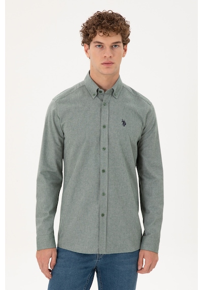 U.s. Polo Assn. Erkek Koyu Yeşil Gömlek Desenli 50296598-vr079 Koyu Yeşil