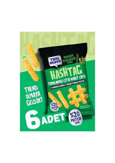 Hashtag Fırınlanmış Nohut Cipsi Mevsim Yeşillikleri Çeşnili 6 Adet Trio Move