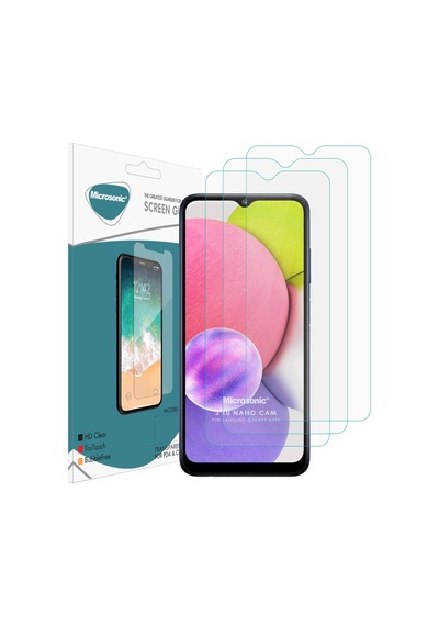 Microsonic Samsung Galaxy Uyumlu A03s Screen Protector Nano Glass Cam Ekran Koruyucu 3'lü Paket