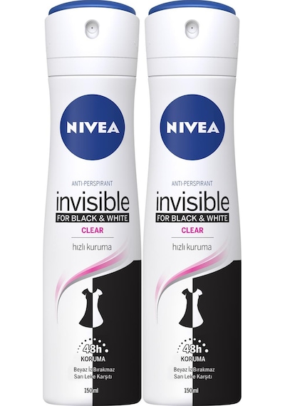 Nivea Invisible Black & Whıte Clear Kadın Sprey Deodorant 2 x 150 ML
