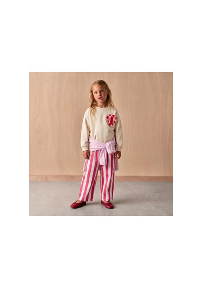 Poala Kids Pembe Çizgili Balloon Jeans