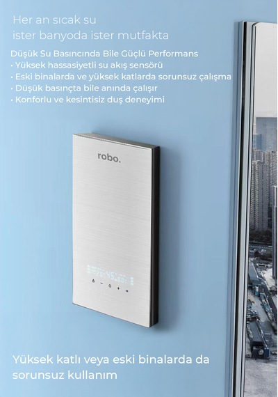 Merkezi Sistem Dijital Akıllı Şofben Büyük Boy Gri 12500w Banyo Ve Mutfakta Aynı Anda Sıcak Su
