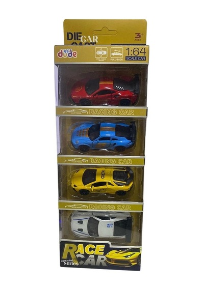 1/64 Ölçek 4 Lü Çekbırak Metal Araçlar 6670 Çok Renkli