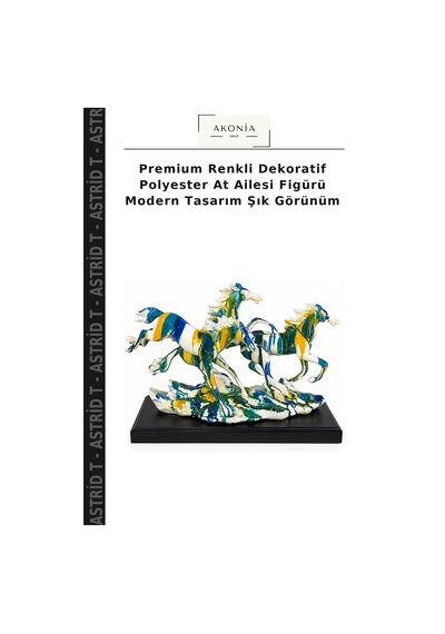 Premium Renkli Dekoratif Polyester At Ailesi Figürü Modern Tasarım Şık Görünüm