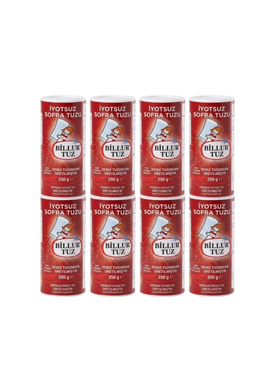 Billur Tuz İyotsuz 250 Gr Tuzluklu X 8 Adet