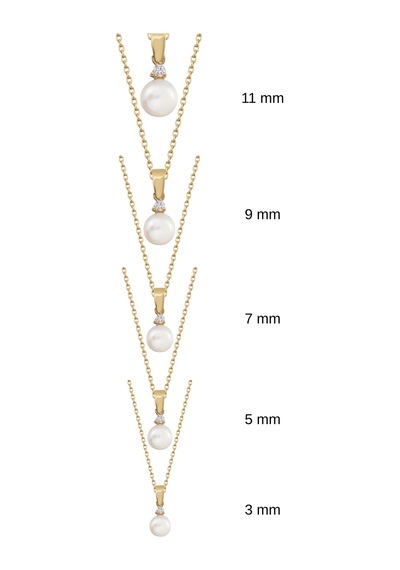 Üç Tırnaklı Pırlantalı 0,088 Karat Doğal İnci Kolye 11 Mm Sarı 11 Mm