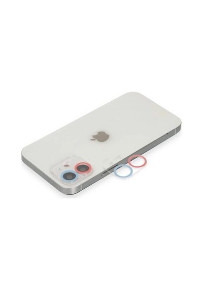 Apple İphone 12 Uyumlu Renkli Kamera Lens Koruma Cam - Pembe-mavi