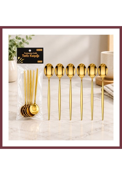 Storeşahin Altın Renk Tatlı Kaşığı 13cm Shn0720