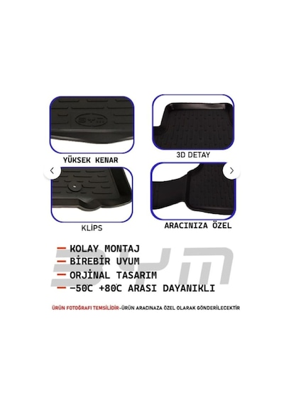 Honda Civic Fb7 2012-2016 Uyumlu 3d Havuzlu Oto Paspas Araç İçi Koruma Seti Kaymaz, Araca Özel