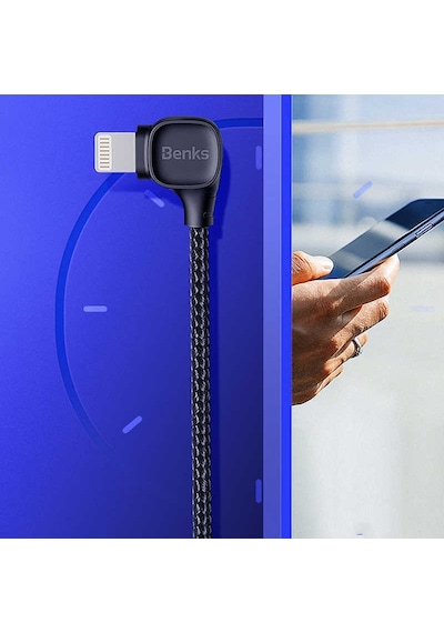 Benks M15 MFI Dual Right-Angle Fast Charging Hızlı Şarj Kablo 3A 480 Mpbs ZORE-218126 Siyah
