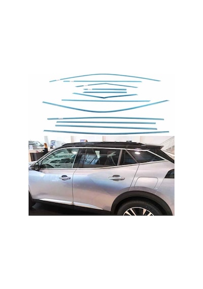 Peugeot 2008 Cam Çerçevesi Çıtası Komple Set Krom Nikelajı 2020 S