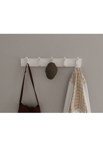 Hepsi3boyutlu Modern Duvar & Kapı Kanca Askılık - 5 Adet Beyaz Kanca Askılık - Model No : 2 Beyaz