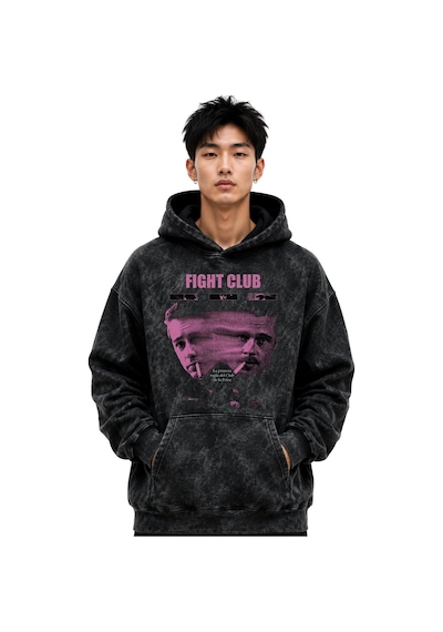 Sevbano Fight Club Film Tyler Durden Baskılı Unisex Oversize Premium Yıka Siyah