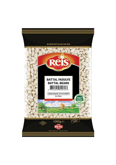 Reis Battal Fasulye 1 Kg - Büyük Taneli Piyazlık Kuru Bakliyat 5'li Avantaj Paketi - 5 Adet Tarı