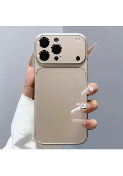 Apple Uyumlu iPhone 14 Pro Max Magsafe Kılıf 17 Pro Max Kamera Görünümlü Lens Korumalı Kapak Altın