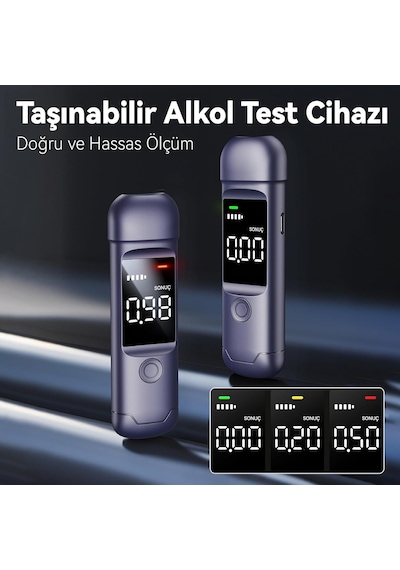Teletek Dijital Alkolmetre, Lcd Ekranlı, Type-c Şarjlı, Sesli Ve Işıklı Uyarı Sistemi, Taşınabilir Alkol Test C