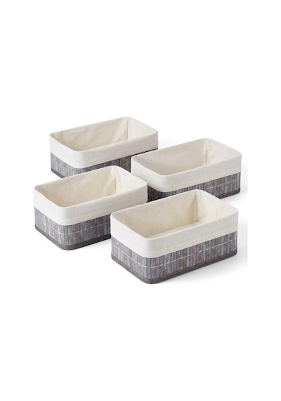 Lexroo Bambu Detaylı Çok Amaçlı Saklama Kutusu 25x15x8 Cm Dekoratif Kumaş Organizer Çok Renkli
