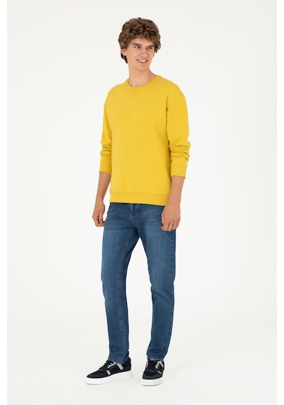 U.S. Polo Assn. Erkek Bisiklet Yaka Sarı Basic Şardonlu Sweatshirt 50295148-VR094