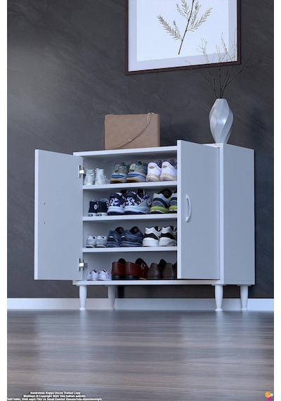 Bulut Ayakkabılık - Kapaklı 3 Raf 4 Bölmeli Dar Alanlar İçin Çok Amaçlı Dolap 85 Cm Beyaz Bulut Ayakkabılık - Kapaklı 3 Raf 4 Bölmeli Dar Alanlar İçin Çok Amaçlı Dolap 85 Cm Beyaz