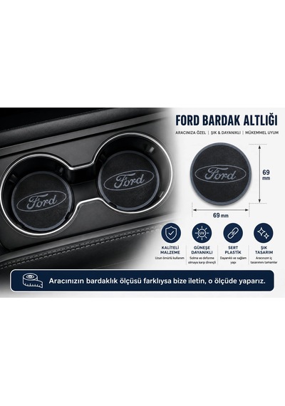Ford Araç Bardaklık Altlığı , Ford Şişe Ve Bardak Altlığı, Ford Logolu Oto Bardaklık Altlığı