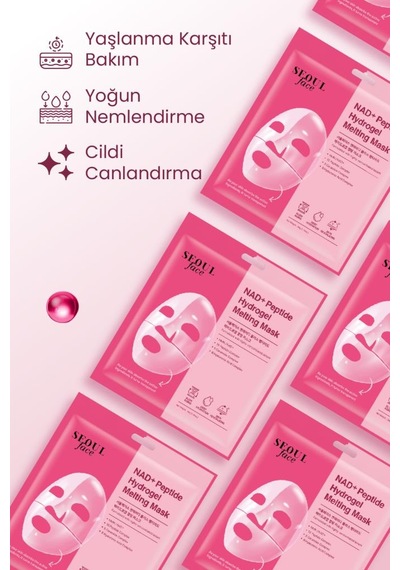 Dermal Seoul Face Nad+ Peptid Hidrojel Canlandırıcı Nemlendirici Eriyen Kore Maskesi 34 Gr. 2 Adet