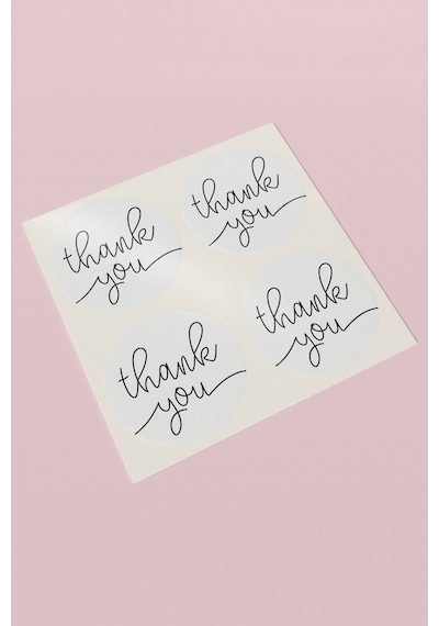 90 Adet Thank You Teşekkür Etiketi Beyaz Minimal 3x3cm St2015 Çok Renkli
