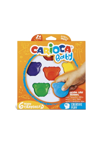 Carioca Teddy Bebek Crayons 6'lı +1 Yaş Antik Beyaz