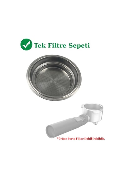 Arçelik Em-8550 Uyumlu 51 Mm Tekli Espresso Filtre Sepeti - Yedek Çelik Süzgeç Gri