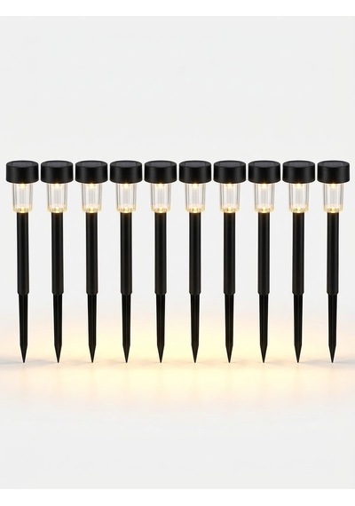 10 Adet Güneş Enerjili Gün Işığı Aydınlatma Led Dekoratif Toprak & Çime Saplama Kazıklı